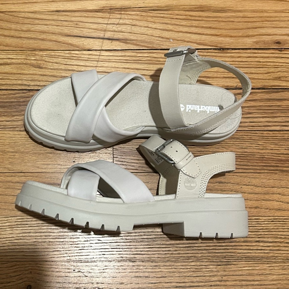 Timberland Women’s London Vibe Ankle Strap White Sandal White Cream Size 10